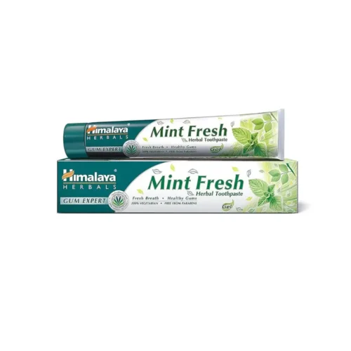 Herbal-mint tube with botanical backdrop for brand feel.