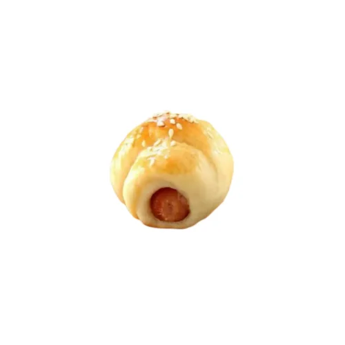 Mini pastry bites with hotdog filling inside.