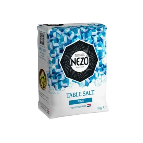 Larger 1kg pack of fine Nezo salt, perfect for families.