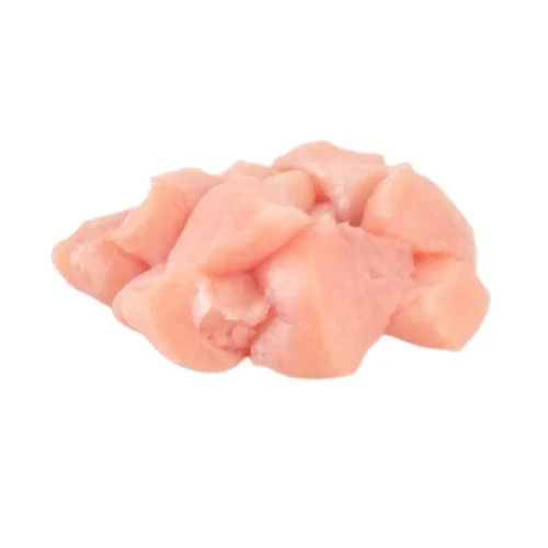 Fresh chilled chicken cubes, ideal for curries, skewers, or stews.